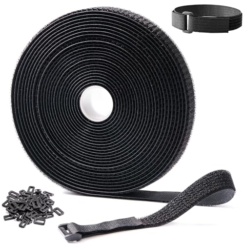 Trilancer Klettband 10m x 2cm, Wiederverschließbare Klett-Kabelbinder mit 50 Schnallen, Starkes Gurtband zum Organisieren von Kabeln, Schläuchen, Fahrrad-Zubehör, Schwarz Trilancer Klettband 10m x 2cm, Wiederverschließbare Klett-Kabelbinder mit 50 Schnallen, Starkes Gurtband zum Organisieren von Kabeln, Schläuchen, Fahrrad-Zubehör, Schwarz von Trilancer