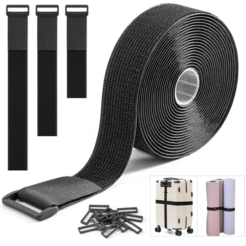 Trilancer 3.8cm x 5 m Robustes Klettband mit 15 Schnallen – Verstellbar, auf Maß Zuschneidbar und Wiederverwendbar, Ideal für Kabel, Schläuche, Rohre und Mehr von Trilancer