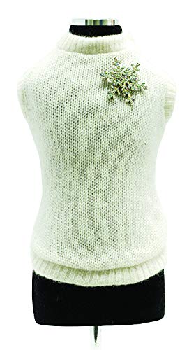 Trilly Tutti Brilli Strickpullover aus Wolle mit Schneeflocken-Brosche aus Kristallen, Weiß Trilly Tutti Brilli Strickpullover aus Wolle mit Schneeflocken-Brosche aus Kristallen, Weiß von Trilly tutti Brilli