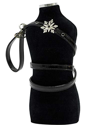 Trilly Tutti Brilli Yanng Leine mit Swarovski-Nieten und Stoffschneeflocken, Lackleder, 20 mm, Schwarz von Trilly tutti Brilli