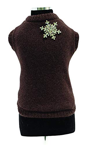 Trilly Tutti Brilli Strickpullover aus Wolle mit Schneeflocken-Brosche aus Kristallen, Braun, XS - 1 Produkt von Trilly Tutti Brilli