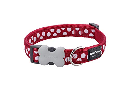 Trilus DC-S5-RE-LG Nylon Hundehalsband, weiße Punkt an rot, L von Red Dingo