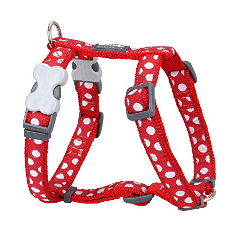 Trilus DH-S5-RE-LG Nylon Hundegeschirr, weiße Punkt an rot, L von Red Dingo