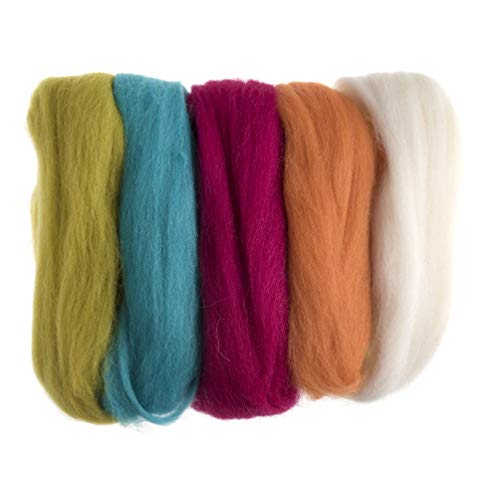 Trimits FW50.AS5 Natürliche Filzen Roving Wolle, Neonfarben, 50g von Trimits