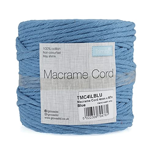 Trimits TMC4LBLU Macramé Cord, Hellblau, 87m x 4mm, 87 meter Trimits TMC4LBLU Macramé Cord, Hellblau, 87m x 4mm, 87 meter von Trimits