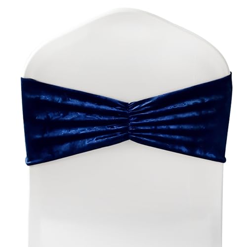 Trimming Shop 1 Stück Navy Samt Stuhlband Glitzer Glänzend Stoff Stuhl Band Schärpe Hochzeit Stuhl Abdeckung Band für Abschlussfeier Bankett Event Dekoration Party Supplies von Trimming Shop