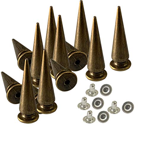 Trimming Shop 100 Set 10 mm x 29 mm Spikes für Kleidung Bronze Kegelförmige Nieten Lange Punk Spike Nieten Nieten Nieten für DIY Lederhandwerk Kleidung Leder Jacke Schuhe Dekoration von Trimming Shop