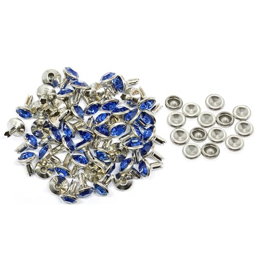 Trimming Shop 10mm Strass Nieten Nieten für Bekleidung, DIY Kunst Kunsthandwerk,Leder Handarbeiten,Handtaschen,Riemen,Reparatur - Königsblau, 10mm von Trimming Shop