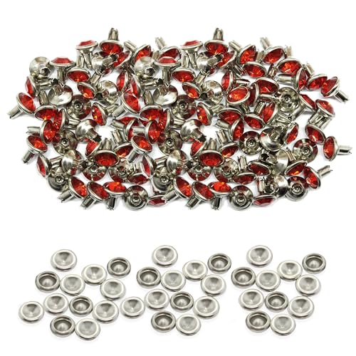 Trimming Shop 10mm Strass Nieten Nieten für Bekleidung, DIY Kunst Kunsthandwerk,Leder Handarbeiten,Handtaschen,Riemen,Reparatur - Rot, 10mm von Trimming Shop