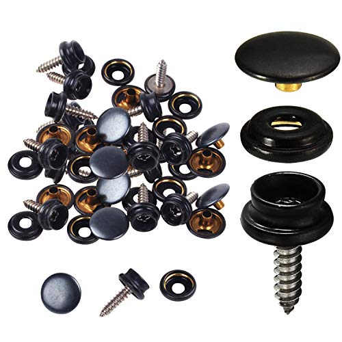 Trimming Shop 15mm Schraube Druckknöpfe 3 Teil Edelstahl Snap Verbindungen für Boot Abdeckung, Marine Grad, Leinen, Stoff, Holz, DIY, Lederwaren - Schwarz, 10 Qty von Trimming Shop