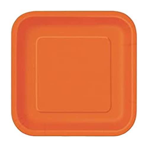 Trimming Shop 17,8 cm strapazierfähige, quadratische Dessertteller, Kürbis-Orange, Einwegteller, 18 cm, 16 Stück – farbiges Papiergeschirr von Trimming Shop