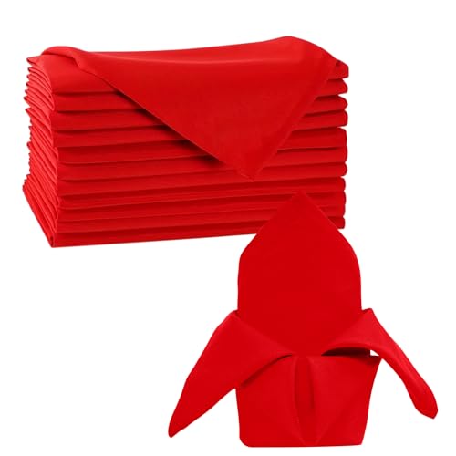 Trimming Shop 20 Inch Baumwolle Polyester Weiß Tisch Serviette für Heim, Hotel, Essen, Hochzeit, Bankett, Party, Events, Gesäumt Kanten Leicht & Maschinenwaschbar von Trimming Shop