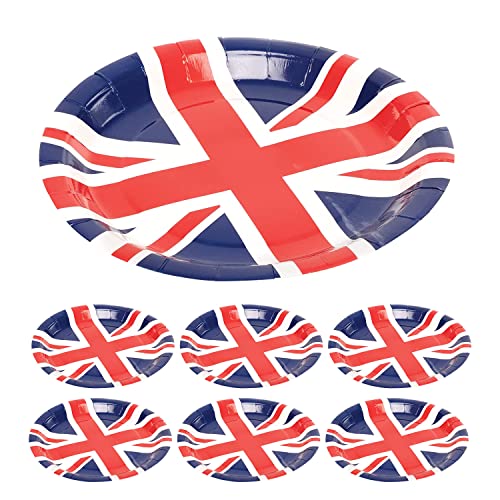 Trimming Shop 20 Stück Pappteller mit Union Jack-Design für King Charles III Geburtstagsparty-Dekoration, Einweg-Teller, rund, britisches Party-Geschirr, Zubehör für Grill, Pub, königliche von Trimming Shop