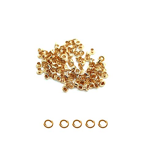 Trimming Shop 3mm Messing-ösen Mit Unterlegscheiben, Langlebig & Rost - Beweis Tüllen für Baby Puppen, DIY Projekte, Kunst & Handarbeiten Dekoration, Bekleidung Etiketten (Rotgold, 100pcs) von Trimming Shop