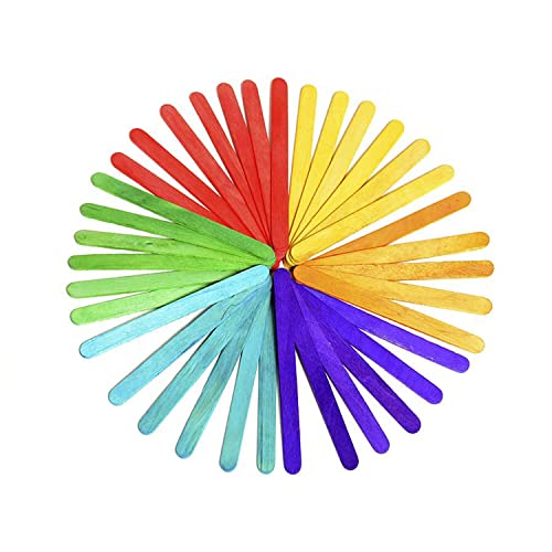 Trimming Shop 50 Stück mehrfarbige Lutscherstäbchen 15 cm, Holzhandwerksstäbchen, Lolly Sticks für Zuhause und Schule Handwerk, farbige EIS am Stiel Trimming Shop 50 Stück mehrfarbige Lutscherstäbchen 15 cm, Holzhandwerksstäbchen, Lolly Sticks für Zuhause und Schule Handwerk, farbige EIS am Stiel von Trimming Shop