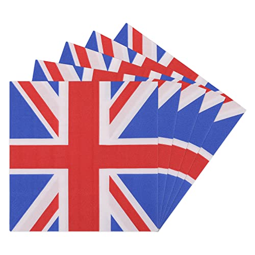 Trimming Shop 60 Stück Papierservietten, Union Jack, Einweg-Servietten, England-Partyzubehör, Geschirr für Nationalfeiertage, Kneipen, Sportveranstaltungen, Grillen, königliche Hochzeit, 33 cm x 33 cm von Trimming Shop