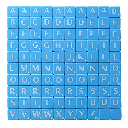 Trimming Shop Alphabet-Steine 100 Stück 1,9 cm schwarz mit weißen Buchstaben – perfekt als Ersatz, für Kunst und Handwerk, Brettspiele, Scrapbooking, Rechtschreibung, Wandkunst, Puzzle türkis / blau von Trimming Shop