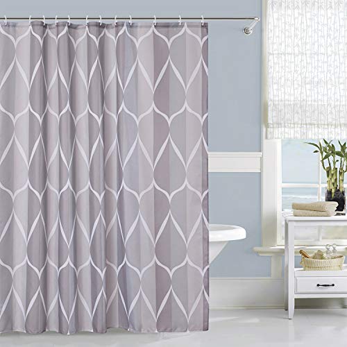 Trimming Shop Badezimmer-Duschvorhang 180 x 180 cm, Badvorhang aus hochwertigem Polyestergewebe, schimmelresistent und schimmelresistent, mit 12 Haken, Grau von Trimming Shop