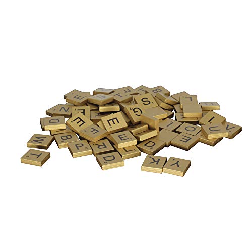 Trimming Shop Brick Alphabet Holzfliesen, Ersatzbriefstücke für Handwerk, Schmuck, Brettspiele, Wandrahmen, Pre Education - 100 Stück, Gold von Trimming Shop