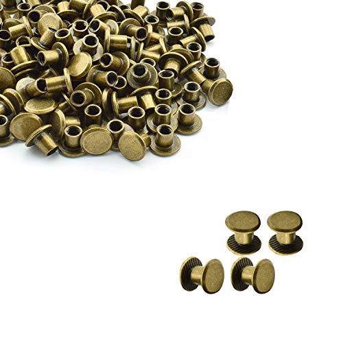 Trimming Shop Chicago Schrauben, Nieten mit flachem Kopf, langlebiges Messing, Anti-resistent für Buchbindung, Kunst, Handwerk, DIY Lederwaren, Dekoration, Bronze, 9 mm x 6 mm, 10 Stück von Trimming Shop