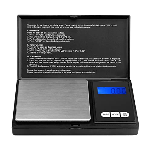 Trimming Shop Digitale Taschenwaage, tragbare, kompakte, multifunktionale elektronische Mini-Waage mit hintergrundbeleuchtetem LCD-Display zum Wiegen von Gold-Edelstein-Schmuck, 500 x 0,01 g von Trimming Shop