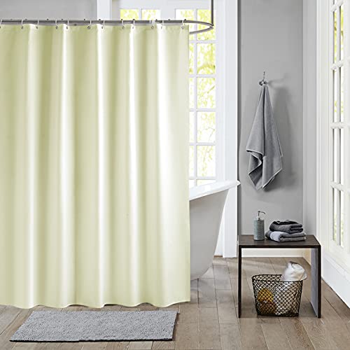 Trimming Shop Duschvorhang Polyester-Gewebe-Badezimmer-Vorhang mit 12 Gardinenhaken Wasserdichter Bad 180cm x 200cm Langer Duschvorhang-Einsatz waschbar, Elfenbein von Trimming Shop