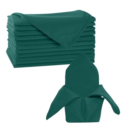 Trimming Shop Grüne Stoffservietten – Weihnachtsservietten, 100 % gesponnenes Polyester, 50 x 50 cm, schmutzabweisend, langlebig, maschinenwaschbar, wiederverwendbare Serviette, Tischwäsche für von Trimming Shop