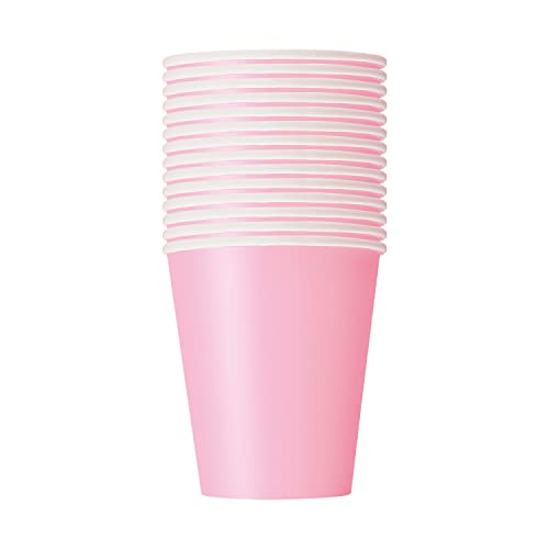 Trimming Shop Hochwertige Einweg-Pappbecher, 266 ml, schöne rosa Partybecher, Einweg-Partygeschirr für drinnen und draußen, Essen, Geburtstag, Hochzeit, Grill, Gartenparty, 14 Stück von Trimming Shop