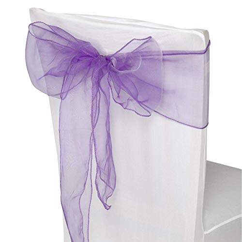 Trimming Shop Kappsäge Shoporganza Schärpen Stuhlbezug Fuller Schleife Band für Hochzeit,Bankett,Geburtstag,Ereignis Dekoration,17cm x 280cm - Lila, 25 von Trimming Shop