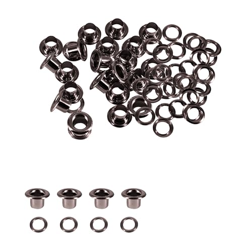Trimming Shop Lang Barrell Ösen & Scheiben Ösen für Leder Handarbeiten Plane Stoff Arbeit Kunst und Nähen - Ideal für Beutel, Kleidung und Scrapbooking (100er Pack) - Rotguss schwarz, 6mm von Trimming Shop