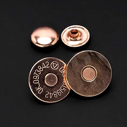 Trimming Shop Lasergeschnittene Doppelnieten-Magnet-Druckknöpfe - 4-teilige leichte Metallverschlüsse für DIY Handwerk, Lederjacken, Handtaschen & Kleidungsreparatur (18 mm, Roségold, 2 Stück) von Trimming Shop