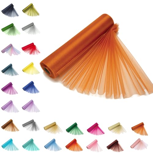 Trimming Shop Organza Roll Sheer Stoff, 25m x 29cm Tischläufer, Deko-Tuch, Tüll-Rollstoff für Stuhlbogen, Schärpe, Party Deko, DIY Handwerk, Band Floristry, Orange# von Trimming Shop