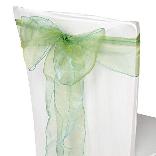 Trimming Shop Organza-Schärpen für Stuhlhussen in verschiedenen Farben, für Hochzeit, Bankett, Geburtstag, Event-Dekoration, 17cm x 280cm, Grün, 25 Stück von Trimming Shop