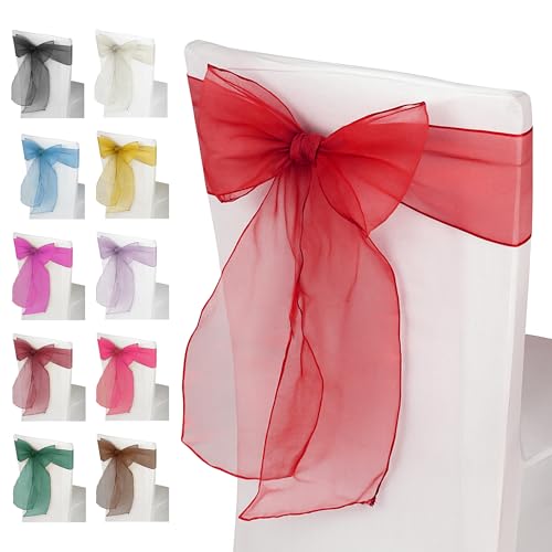 Trimming Shop Organza-Schärpen für Stuhlhussen in verschiedenen Farben, für Hochzeit, Bankett, Geburtstag, Event-Dekoration, 17cm x 280cm, Rot, 25 Stück Trimming Shop Organza-Schärpen für Stuhlhussen in verschiedenen Farben, für Hochzeit, Bankett, Geburtstag, Event-Dekoration, 17cm x 280cm, Rot, 25 Stück von Trimming Shop