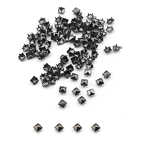 Trimming Shop Pyramide Form Nagel Kopf Nieten Quadratisch Metall Leder Nieten für Lederhandwerk, DIY Handarbeiten, Bekleidung, Beutel, Geldbörsen Verzierung (8mm,Gunmetal Schwarz,50pcs) von Trimming Shop