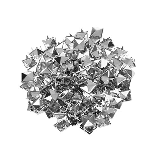 Trimming Shop Pyramide Form Nagel Kopf Nieten Quadratisch Metall Leder Nieten für Lederhandwerk, DIY Handarbeiten, Bekleidung, Beutel, Geldbörsen Verzierung (9mm,Silber,50pcs) von Trimming Shop