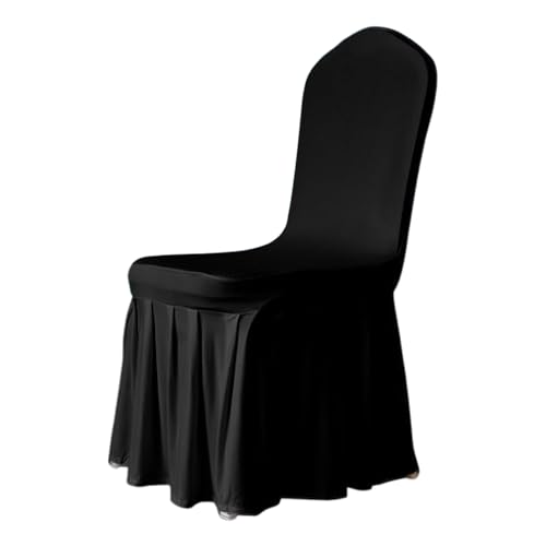 Trimming Shop Schwarzer Stuhlbezug aus elastischem Stoff im Rockstil, abnehmbar, waschbar, schützend, für Hochzeiten, Bankette, Zeremonien, Partydeko, 1 Stück von Trimming Shop
