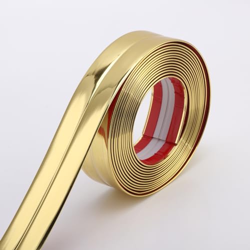 Trimold Multifunktionale Wandformung Trim Ecke Guards, Caulk Strip, Anwendung in Tischkante Türrahmen Baseboard für Schutz und Dekoration, Glänzendes Gold, 5m x 2cm von Trimold