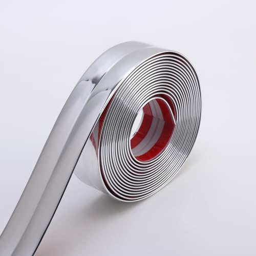 Trimold Multifunktionale Wandformung Trim Ecke Guards, Caulk Strip, Anwendung in Tischkante Türrahmen Baseboard für Schutz und Dekoration, Glänzendes Silber, 5m x 2cm von Trimold