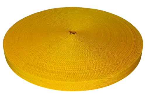Trimz PHB-25-25-Yellow Polypropylen-Gurtband mit Fischgrätenmuster, gelb, 25 mm x 25 m von Trimz