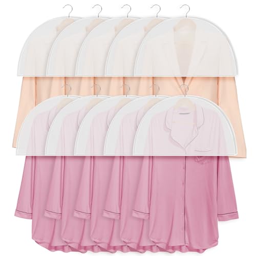 10 Stück Kleidersäcke Set Anzüge Schultercover Staubschutz Schulterbezüge 60 x 30 x 5 cm Transparent Atmungsaktiv Kleider Schutzhüllen zum Aufhängen von T-Shirts Jacken Hemden Blazer von Trinkrittey