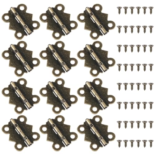 12 Stück 20 x 17 mm Antik Bronze Schmetterling Scharniere Mini Metall Scharniere Hardware Retro Vintage Stil Scharnier mit 48 winzigen Schrauben kleines Scharnier für DIY Handwerk Holz von Trinkrittey