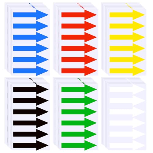 144 Stk Pfeil Aufkleber 3 x 10 cm Selbstklebende Pfeile Bodenmarkierung Hinweisetiketten Abnehmbar Selbstklebend Boden Sticker Kleber Farbe Kodierzeichen Aufkleber für Wegweiser Richtungspfeil von Trinkrittey