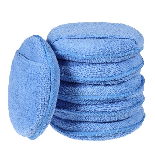 6 Stück Mikrofaser Wachs Applikatorpads Mikrofaser Applikatorpad Mit Fingertasche Mikrofasers Auto Handpolierschwamm Waschset Applikator Set für Sauberes Auto Autoglas(4.92 Zoll 12.5 cm) von Trinkrittey