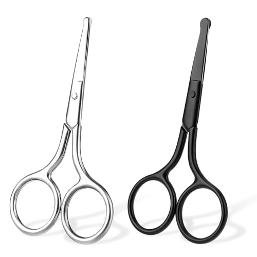 Edelstahl Nasenhaarschere mit Runder Spitze, Scharfe Gebogen Runde Spitze Schere für Sicherheit 10cm Augenbrauenschere Abgerundeter Nasenhaar Schere Ohrenhaarschere für Haare Wimpern Schnurrbart von Trinkrittey