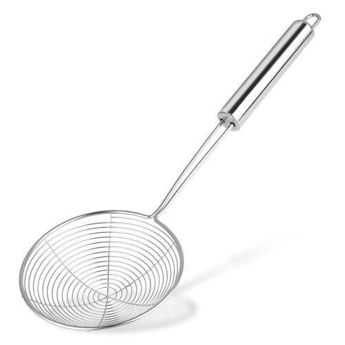 Spinnennetz-Schöpflöffel aus Edelstahl Spider Küche Stück Sieb Spider SkimmerSchlitzlöffel Drahtskimmer Schöpfkellensieb mit Griff Kochabschäumer(14cm) von Trinkrittey