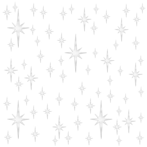Trinkrittey 108 Pcs Silber Spiegel Wandaufkleber Sterne 3D Wandtattoo Spiegel Sterne Abnehmbare Spiegel Sticker Sterne Acryl Spiegel Sterne Selbstklebend für Home Wohnzimmer Schlafzimmer Dekor von Trinkrittey