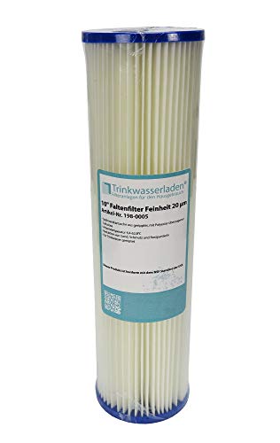 10" Sediment Wasserfilter (Pleated Polyester) 20 µm Auswaschbar Wiederverwendbar von Trinkwasserladen