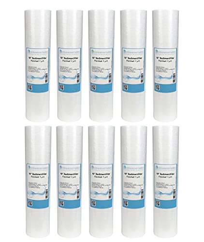 10x Trinkwasserladen 10 zoll Zoll Sediment Wasserfilterkartuschen für Umkehrosmose, Hauswasseranlagen, Brunnenwasser & Partikelfiltration 1 Micron Weiß von Trinkwasserladen