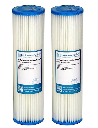 2X 10 Sediment Wasserfilter (Pleated Polyester) 20 µm Auswaschbar Wiederverwendbar von Trinkwasserladen